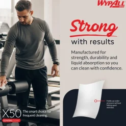 GeneralClean™ x50 Cleaning Cloths (35015), Jumbo Roll, Strong for Extended Use, White