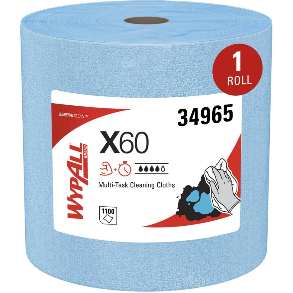 GeneralClean™ x60 Multi-Task Cleaning Cloths (34965), Jumbo Roll, Strong and Absorbent Towels, Blue