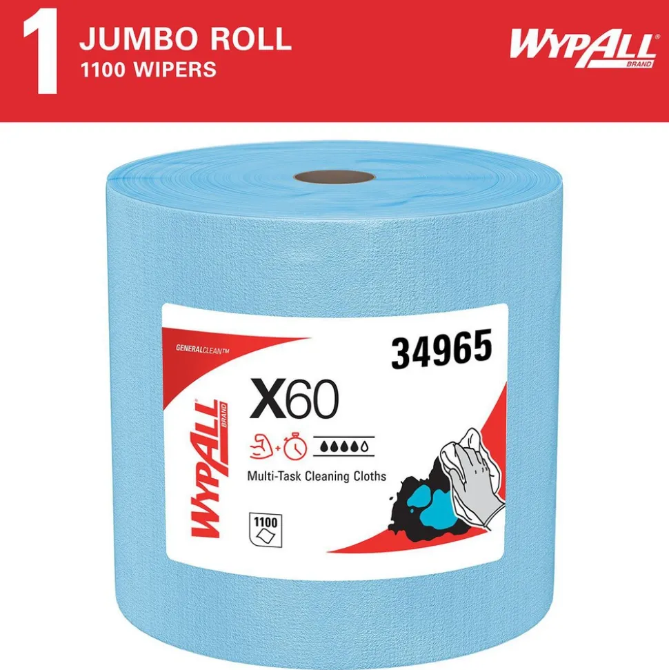GeneralClean™ x60 Multi-Task Cleaning Cloths (34965), Jumbo Roll, Strong and Absorbent Towels, Blue