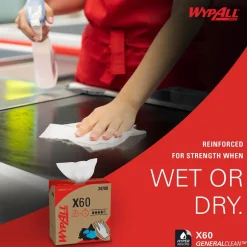 GeneralClean™ x60 Multi-Task Cleaning Cloths (34790), Pop-Up Box, Strong and Absorbent Towels, White