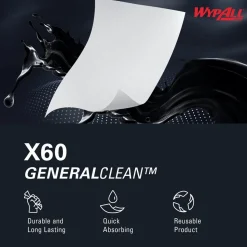 GeneralClean™ x60 Multi-Task Cleaning Cloths (34790), Pop-Up Box, Strong and Absorbent Towels, White