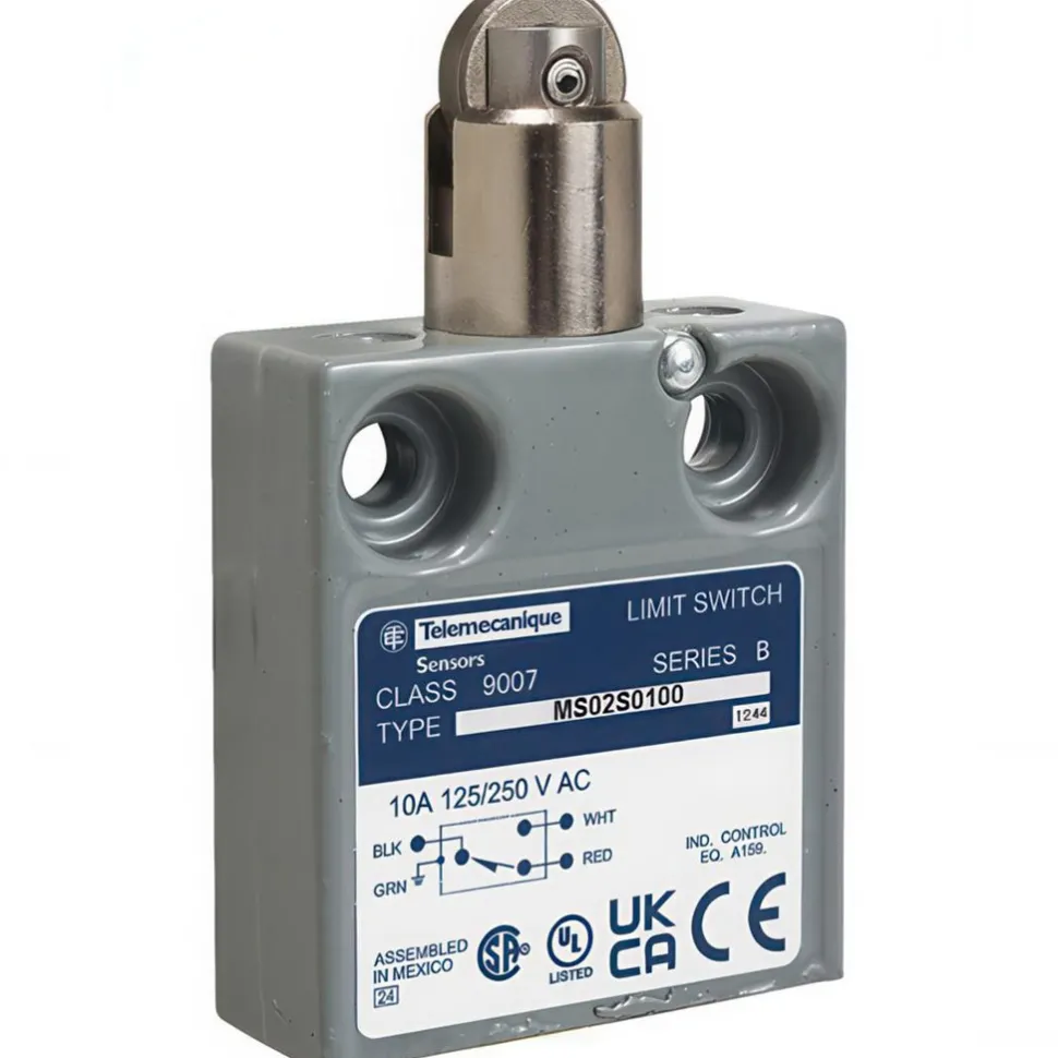 General Purpose Limit Switch: SPDT, NC, Parallel Roller Plunger, Top