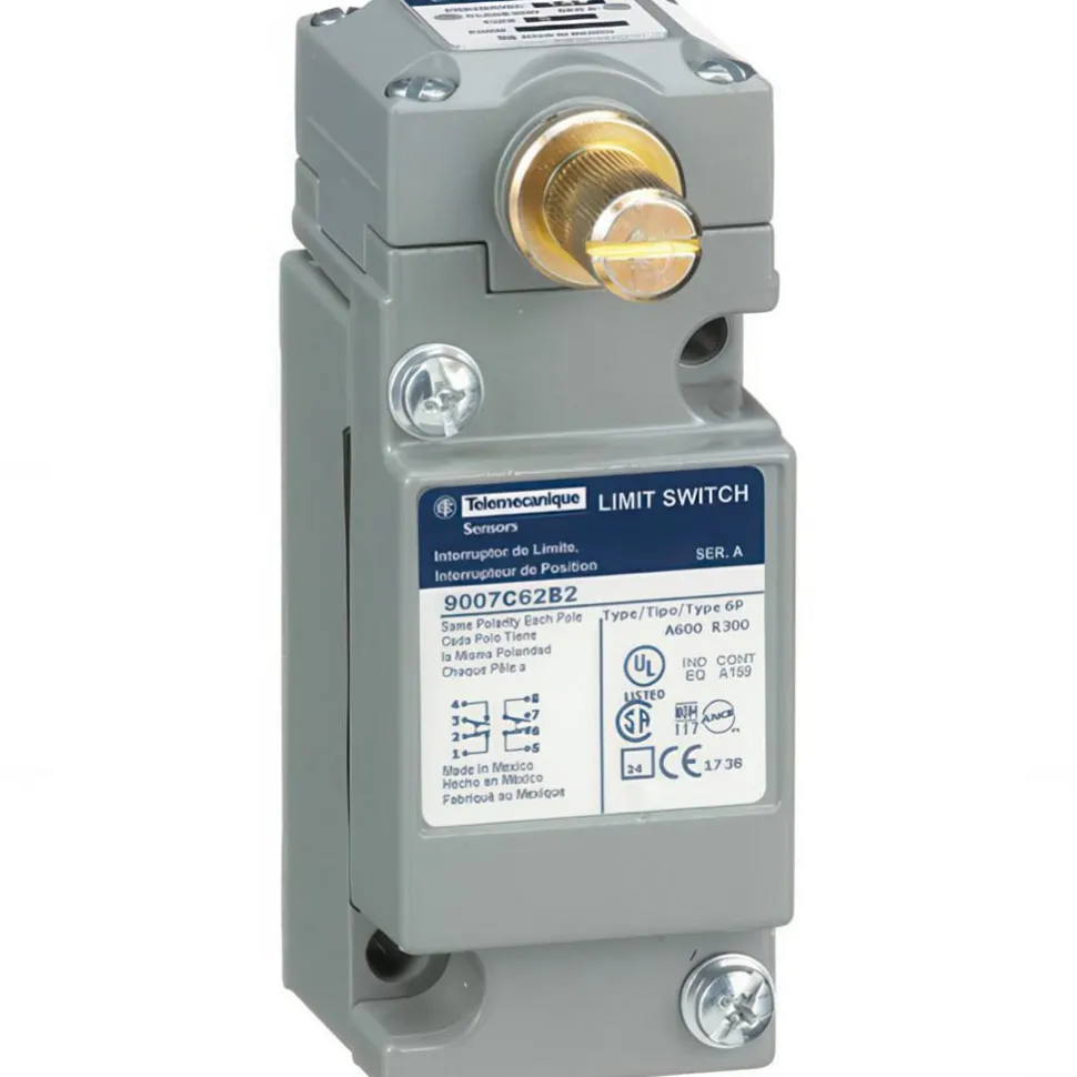 General Purpose Limit Switch: DPDT, 2NC/2NO, Rotary Head, Side