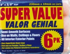 General Purpose Paint Roller Cover: 3/8" Nap, 9" Wide