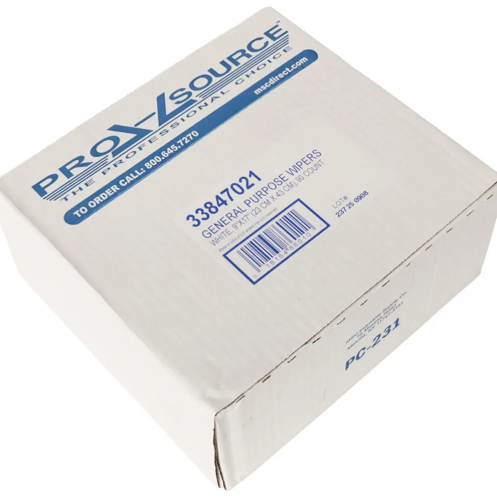 General Purpose Wipe, Dry, Pop-up Box, 9" x 17", White