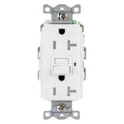 GFCI Receptacles: Grade: Commercial; Receptacle Type: Duplex; NEMA Configuration: 5-20R; Wire Connection Type: Screw Terminals; End Type: Socket