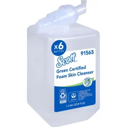 Green Certified Foam Hand Soap, 1.0 L Clear, Unscented Manual Hand Soap Refills for compatible Scott Essential Manual Dispensers, Ecologo, NSF E-1 Rated