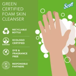 Green Certified Foam Hand Soap, 1.0 L Clear, Unscented Manual Hand Soap Refills for compatible Scott Essential Manual Dispensers, Ecologo, NSF E-1 Rated