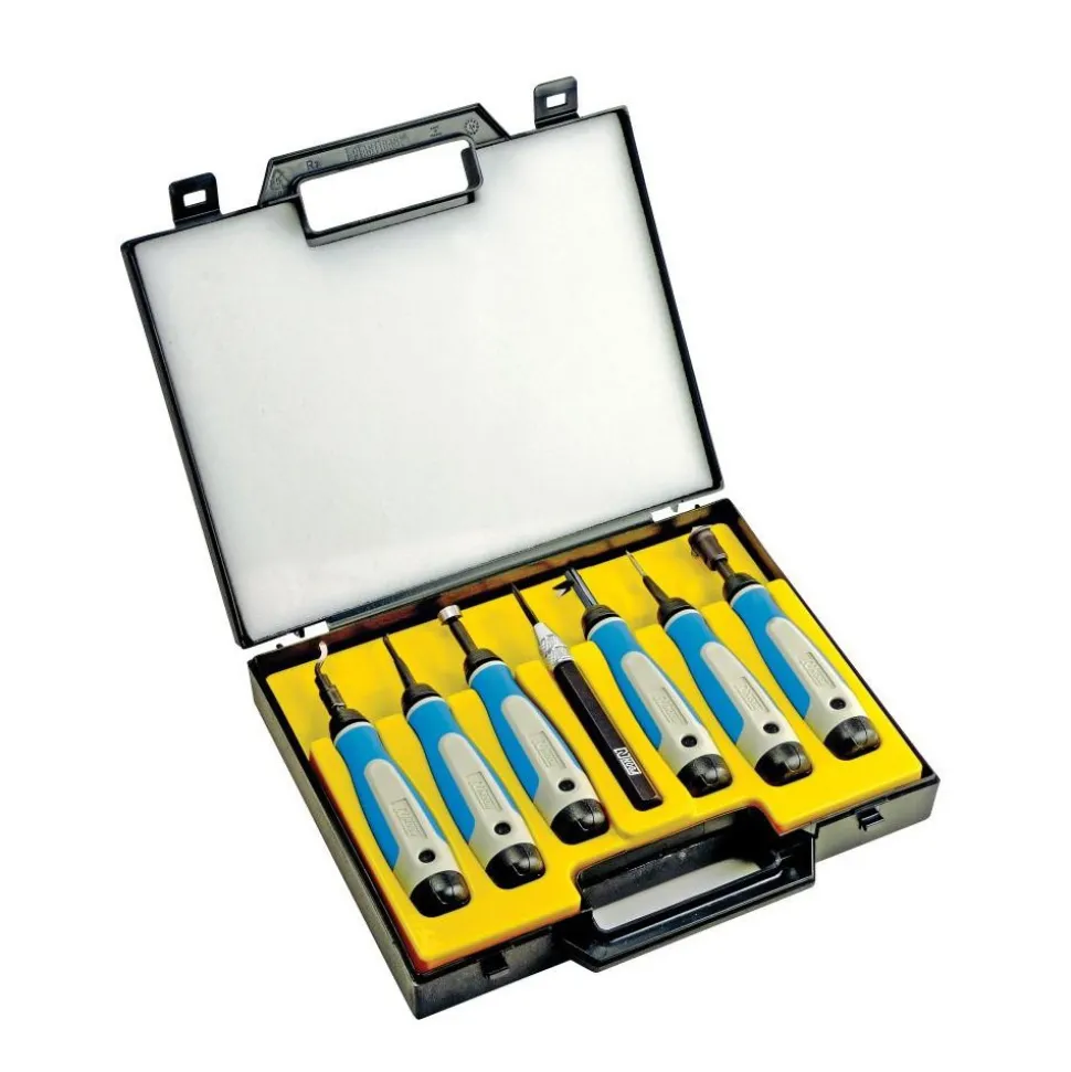 Hand Deburring Tool Set: 7 Pc, Deburring & Sheetmetal & Chamfering & Scraping & Deburring Keyways & High Speed Steel