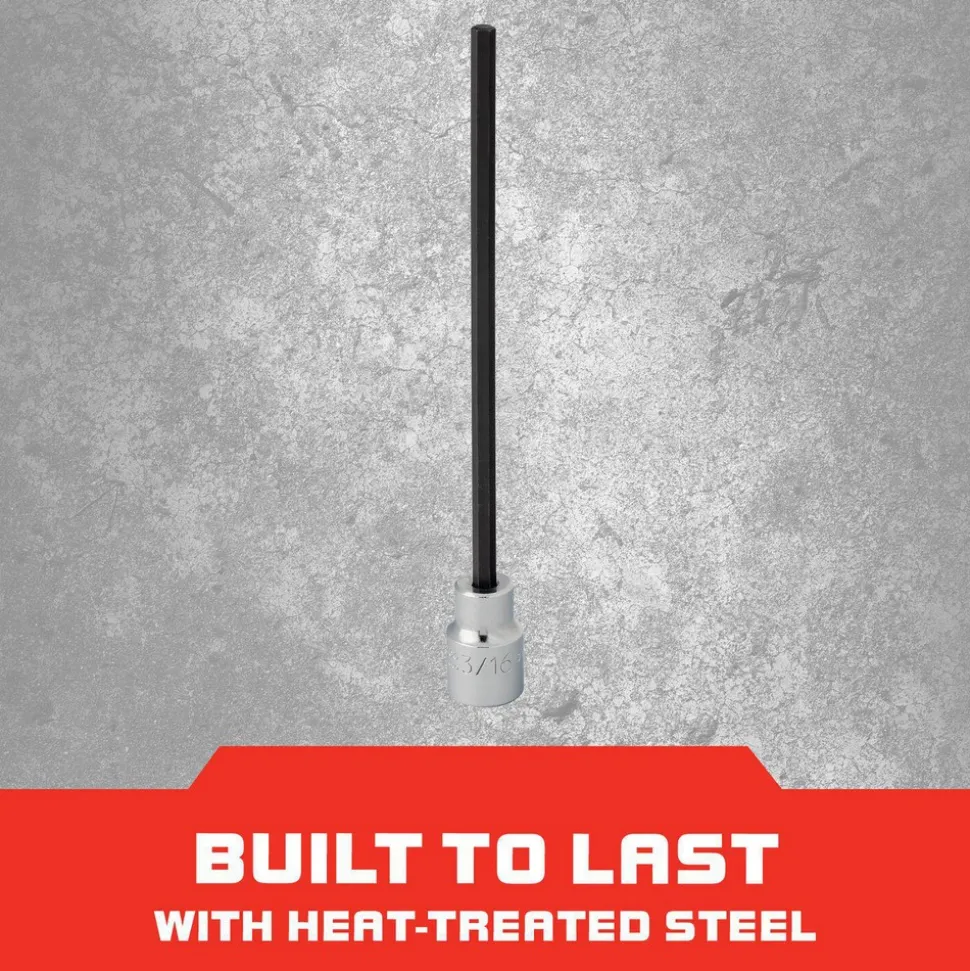 Hand Hex Bit Socket: 3/8" Drive, 3/16" Hex
