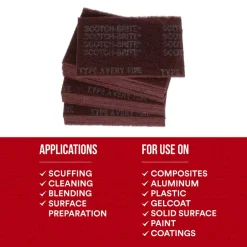 Hand Sanding Pad: Non-Woven, Aluminum Oxide, Very Fine Grade, Maroon