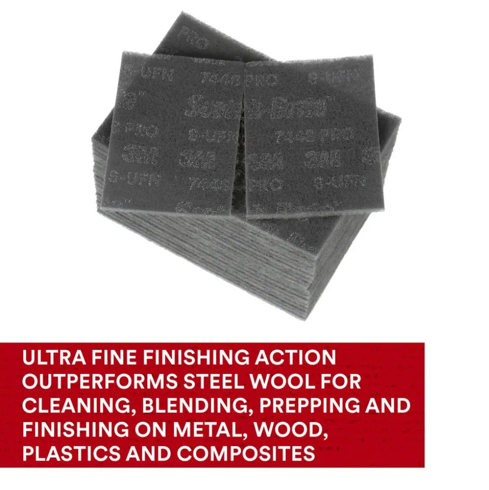 Hand Sanding Pad: Non-Woven, Silicon Carbide, Super Fine Grade, Gray
