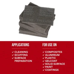 Hand Sanding Pad: Non-Woven, Silicon Carbide, Super Fine Grade, Gray