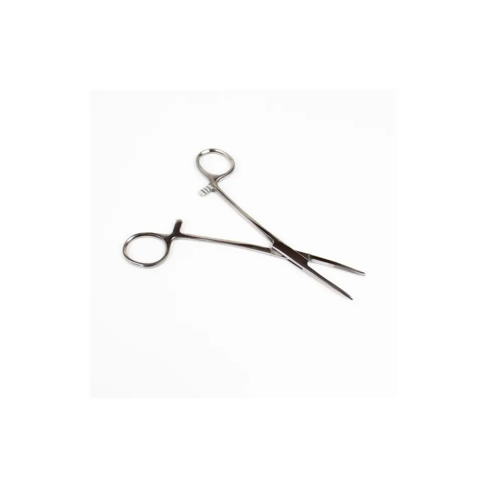 Hemostat Tweezer: All Purpose, Stainless Steel, Straight Tip, 5-1/2" OAL