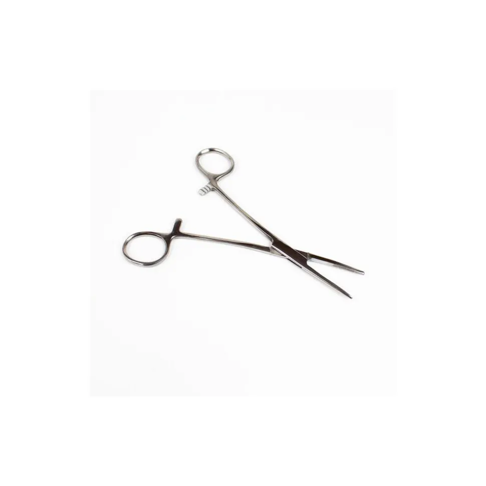 Hemostat Tweezer: All Purpose, Stainless Steel, Straight Tip, 5-1/2" OAL