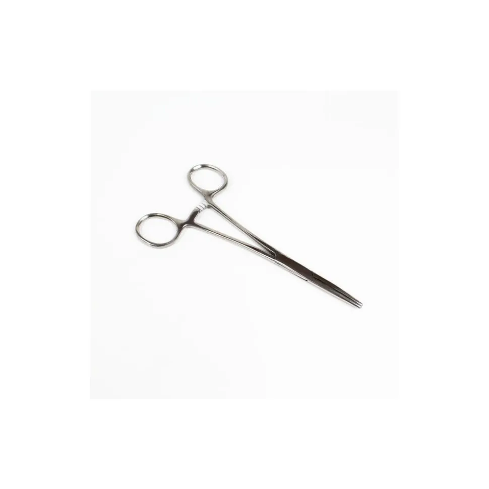 Hemostat Tweezer: All Purpose, Stainless Steel, Straight Tip, 5-1/2" OAL