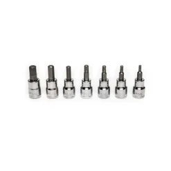 Hex Bit Socket Set: 3/8" Drive, 7 Pc, 1/8 to 3/8" Hex