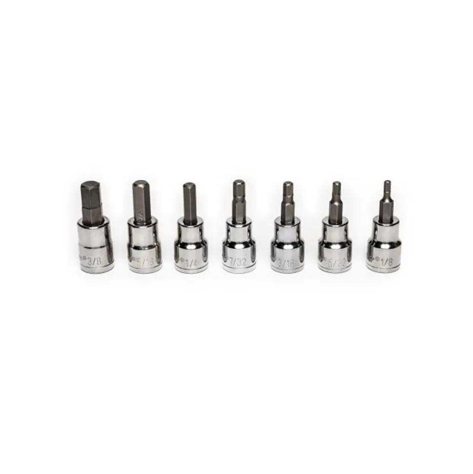 Hex Bit Socket Set: 3/8" Drive, 7 Pc, 1/8 to 3/8" Hex