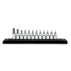 Hex Bit Socket Set: 3/8" Drive, 12 Pc, 1/16 to 3/8" Hex