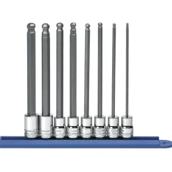 Hex Bit Socket Set: 3/8" Drive, 8 Pc, 3 to 10 mm Hex