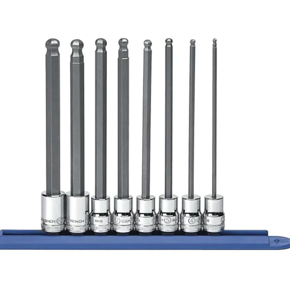 Hex Bit Socket Set: 3/8" Drive, 8 Pc, 3 to 10 mm Hex