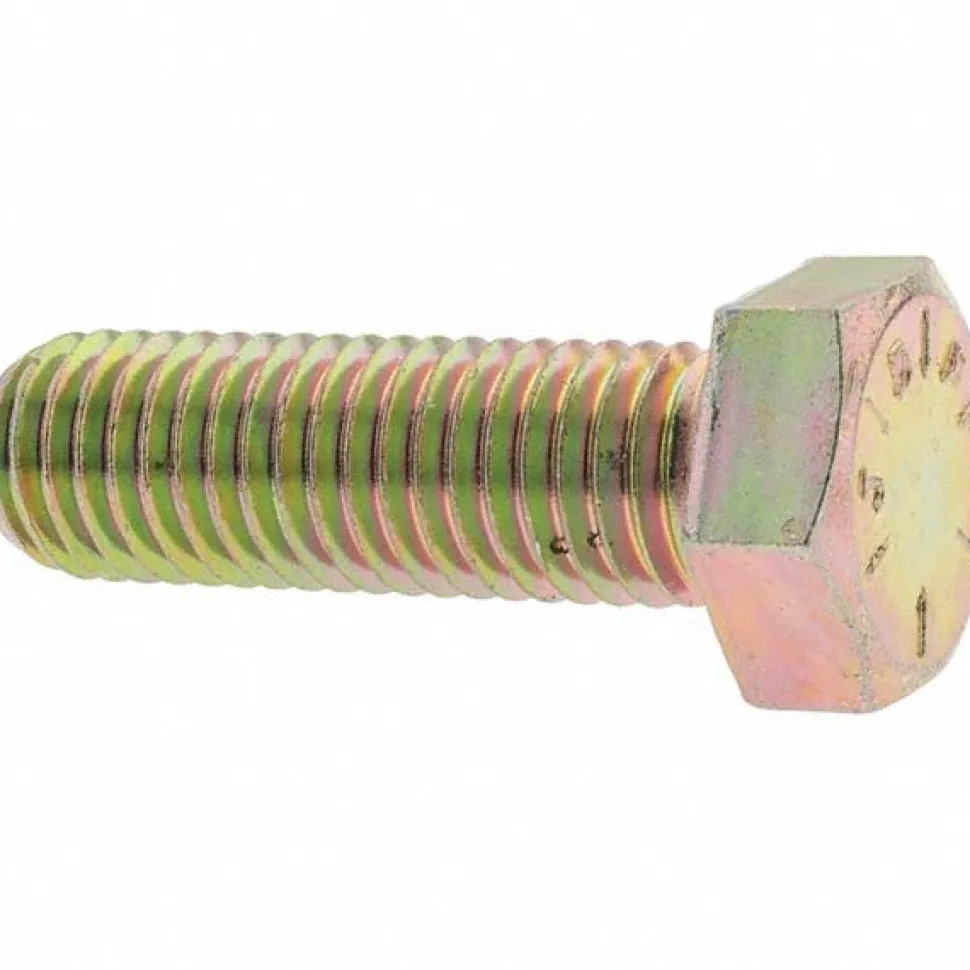 Hex Head Cap Screw: 5/8-11, 2" Length Under Head, Grade 8 Steel, Yellow Zinc Dichromate Finish