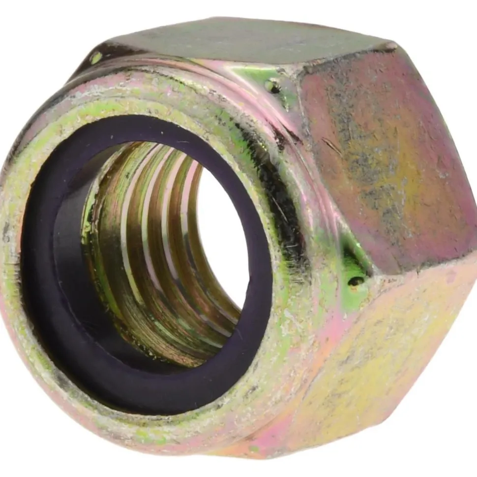 Hex Lock Nut: Insert Lock, Nylon Insert, 5/8-11, Grade 8 Steel, Yellow Zinc Dichromate Finish