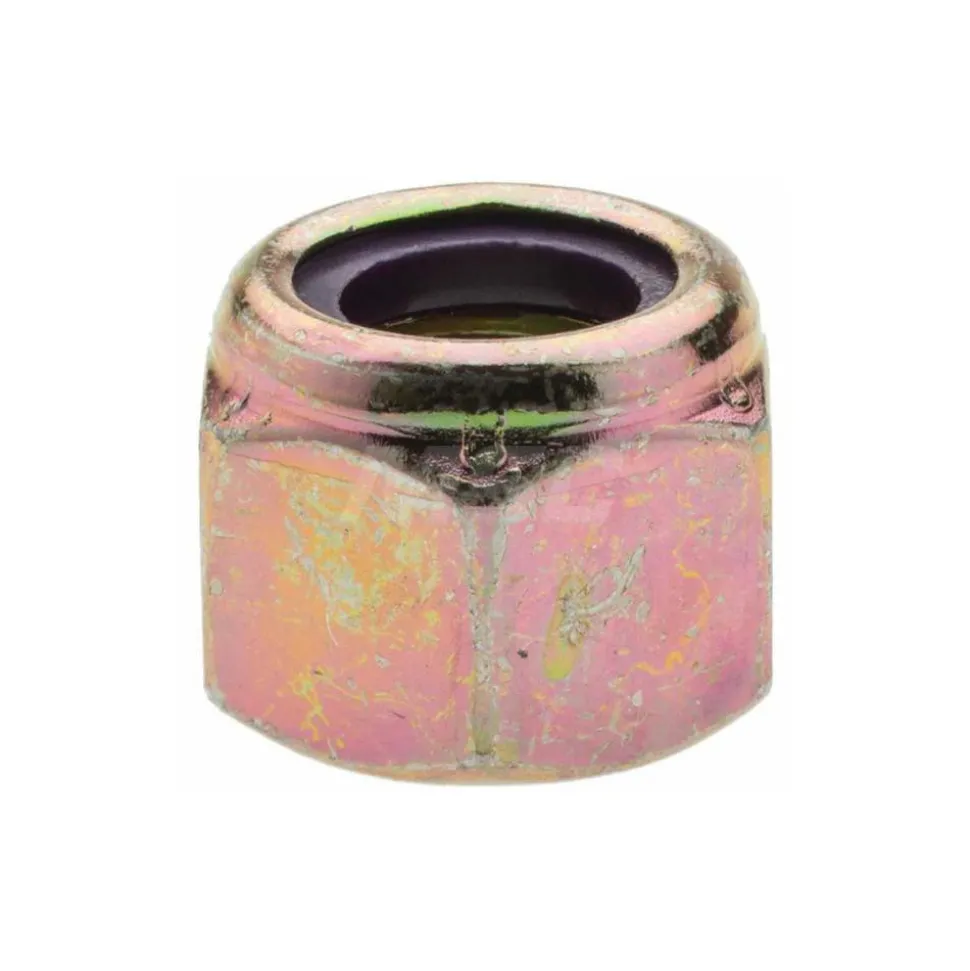 Hex Lock Nut: Insert Lock, Nylon Insert, 1/2-13, Grade 8 Steel, Yellow Zinc Dichromate Finish
