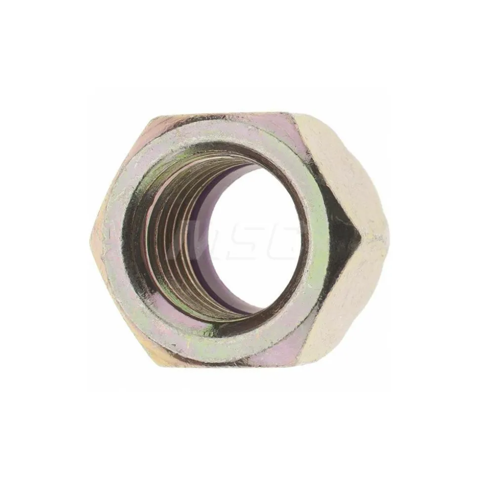Hex Lock Nut: Insert Lock, Nylon Insert, 3/4-10, Grade 8 Steel, Yellow Zinc Finish