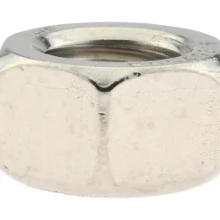 Hex Nut: 1/2-13, Grade 316 Stainless Steel, Bright/Uncoated Finish