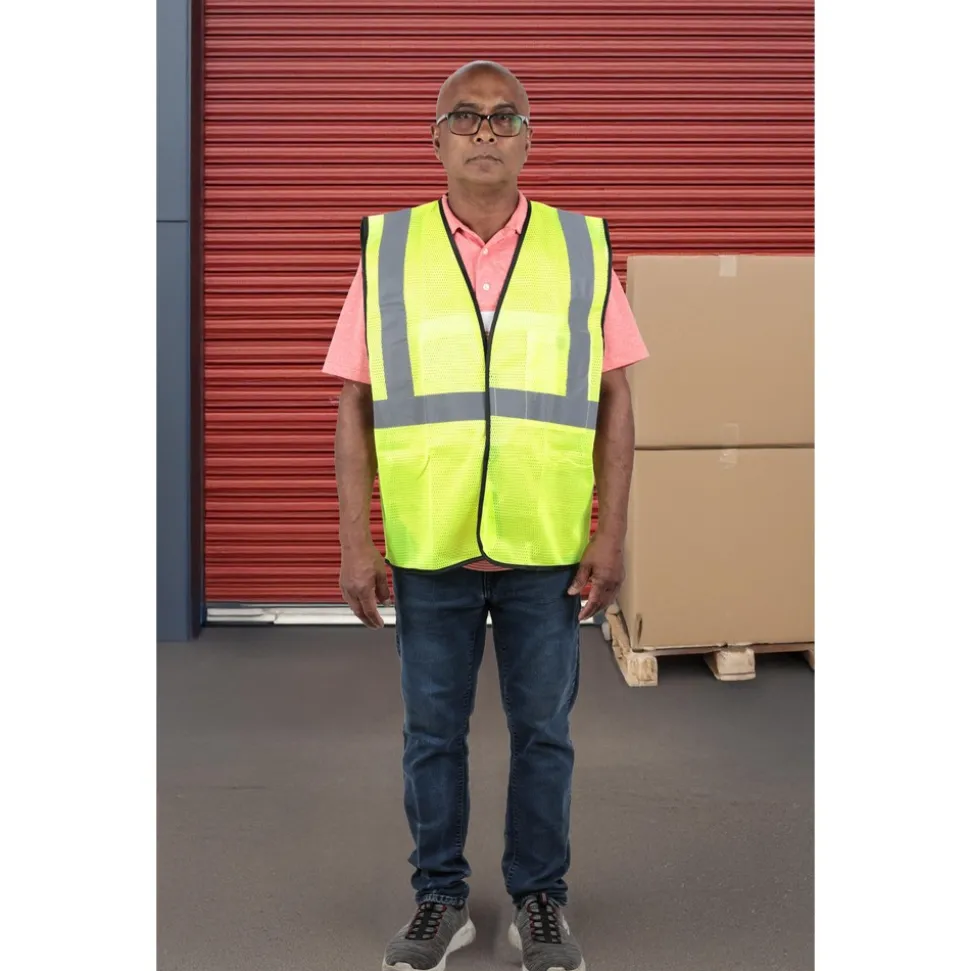 High Visibility Vest: ANSI Class 2, General Purpose, Size Large & X-Large