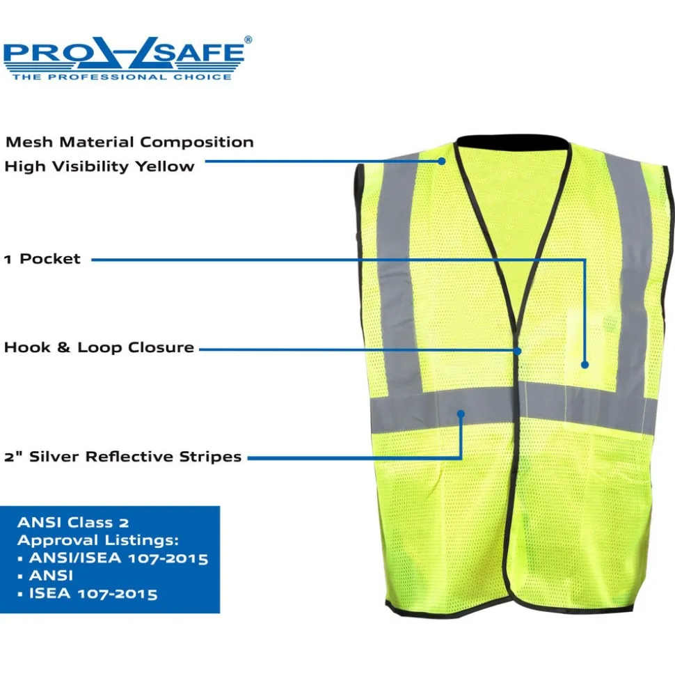 High Visibility Vest: ANSI Class 2, General Purpose, Size Large & X-Large