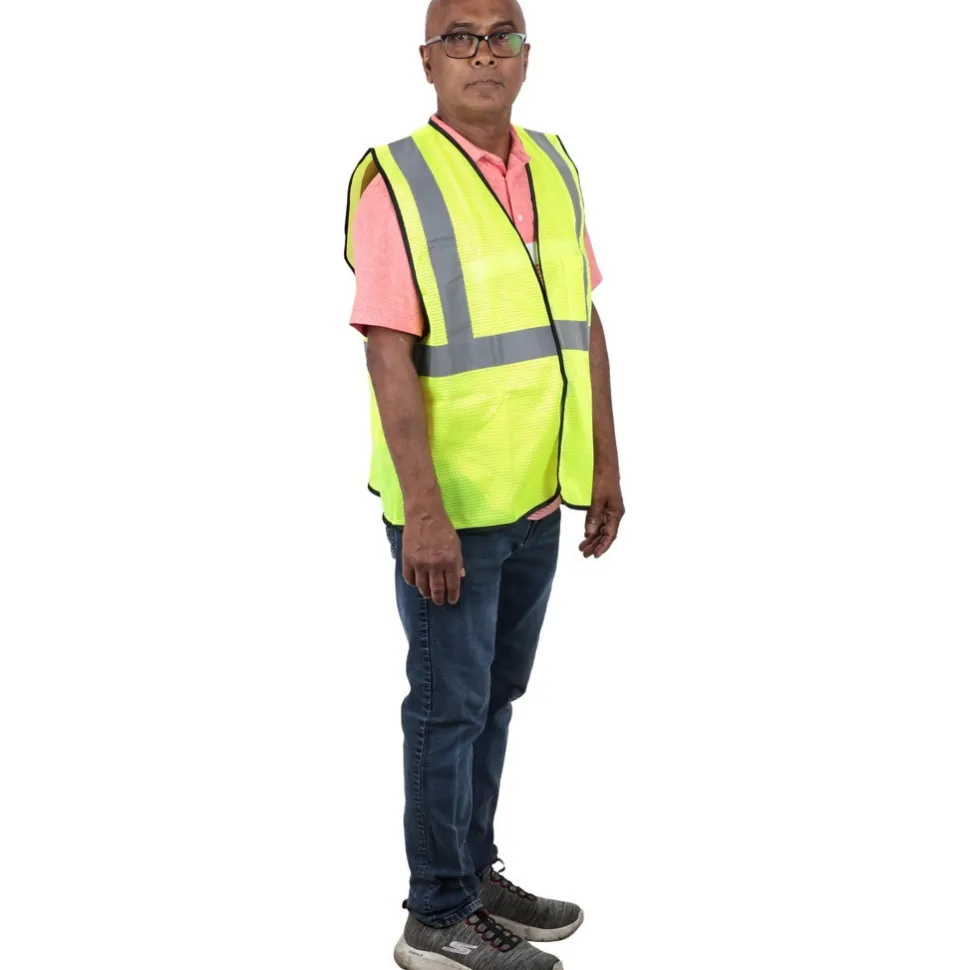 High Visibility Vest: ANSI Class 2, General Purpose, Size Large & X-Large