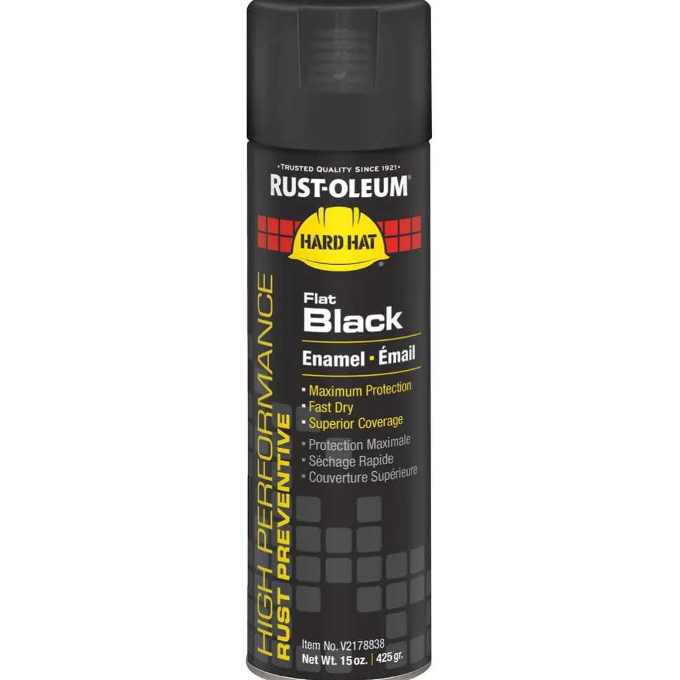 High Performance V2100 Enamel Spray Paint, Black, Flat, 15 oz
