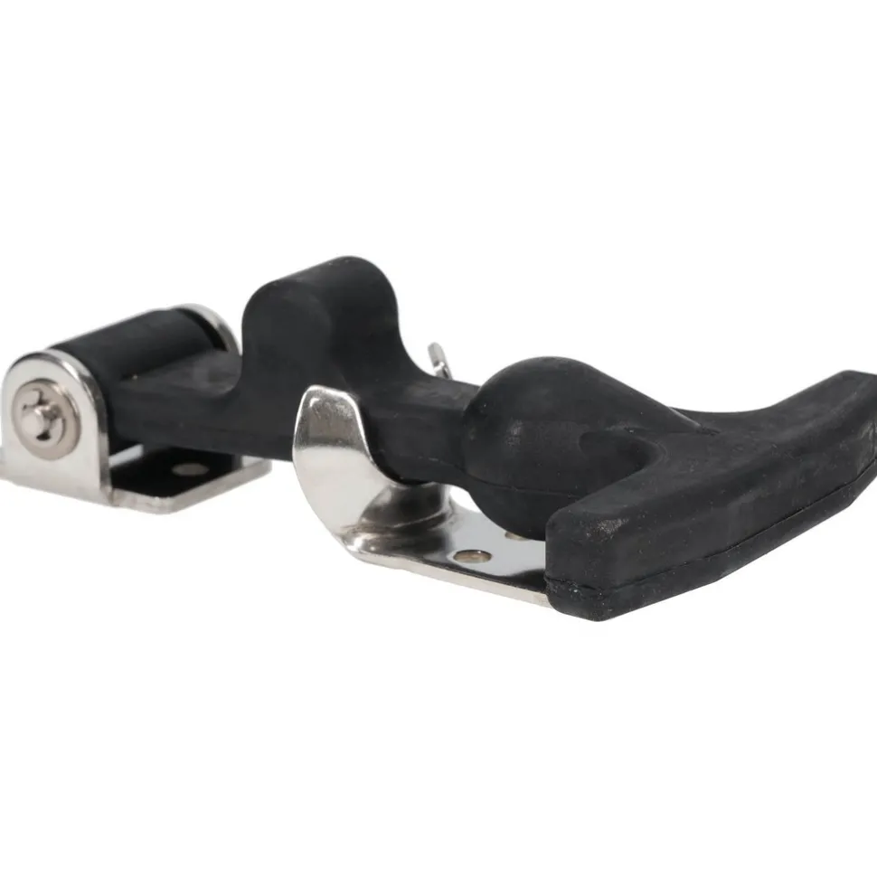 Hood Door Latch: 3-1/8" OAW, 1-3/8" OAH, Rubber & Steel