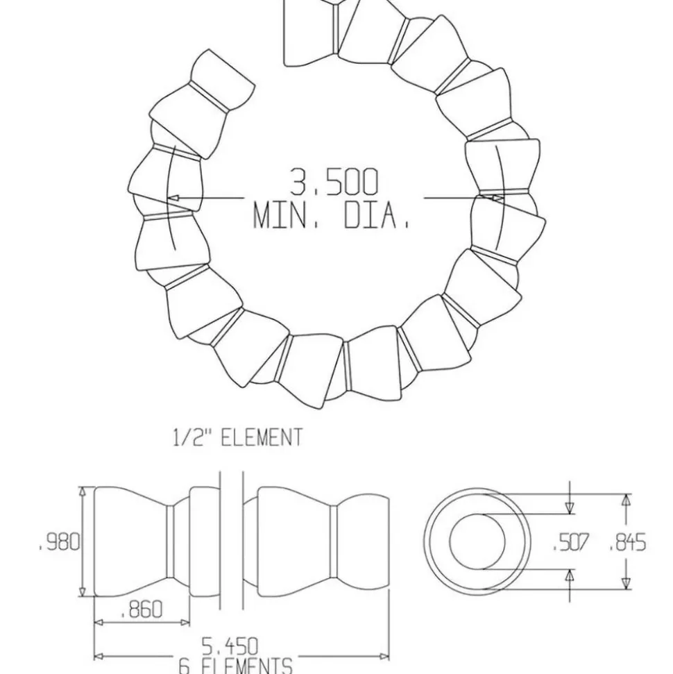 5' Hose Length, 1/2" Hose ID, Coolant Hose