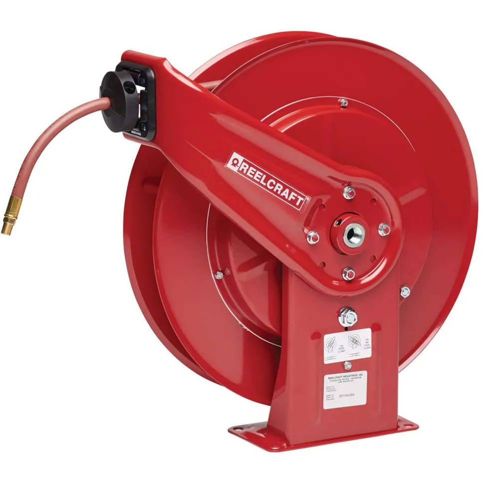 Hose Reel with Hose: 1/2" ID Hose x 50', Spring Retractable