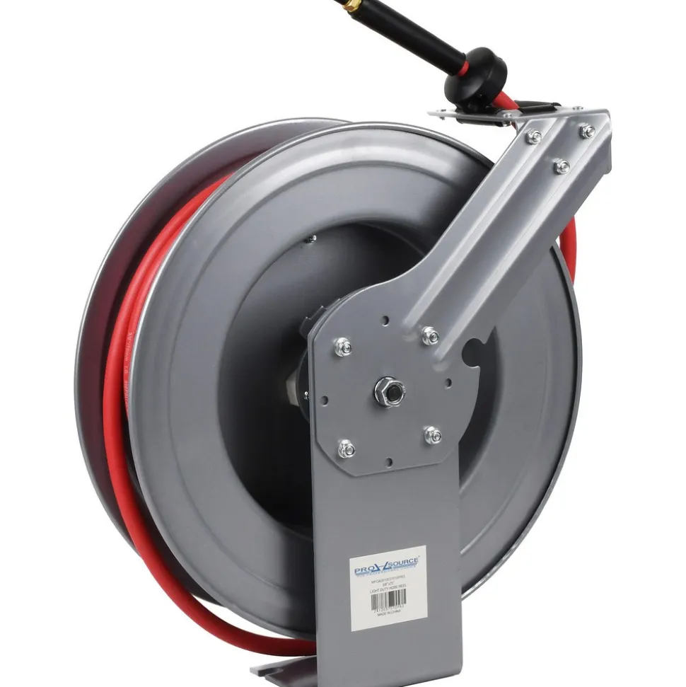 Hose Reel with Hose: 3/8" ID Hose x 75', Spring Retractable