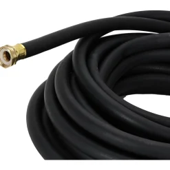 Hot Water Garden Hose: 50 ft, 3/4" GHT Thread, Black, Rubber, 425 psi