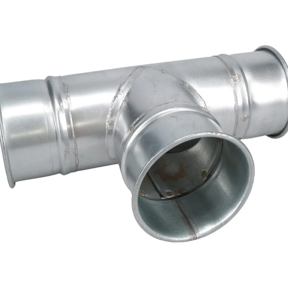 4" ID, Galvanized Duct T-Branch