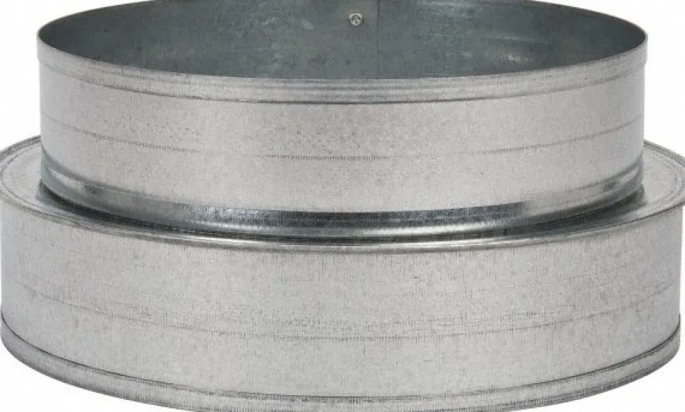 7" ID, 6" Reduced ID, Galvanized Duct Shortway Reducer w/o Crimp