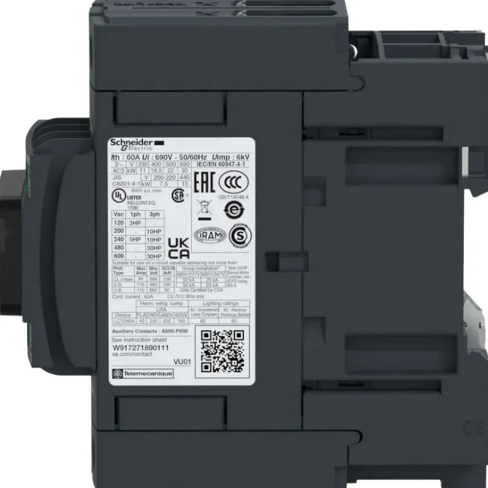 IEC Contactor: 3 Poles, NC & NO