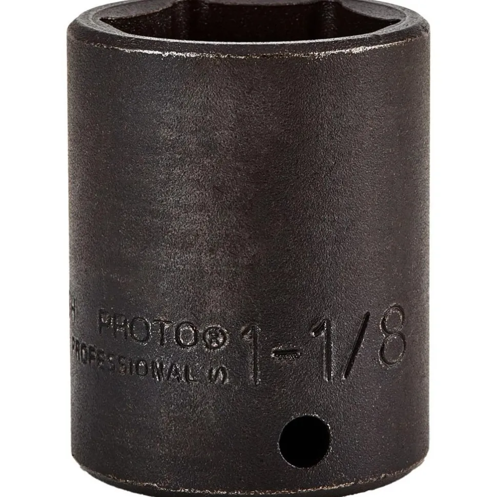 Impact Socket: 1/2" Drive, 1-1/8" Socket, Hex Drive