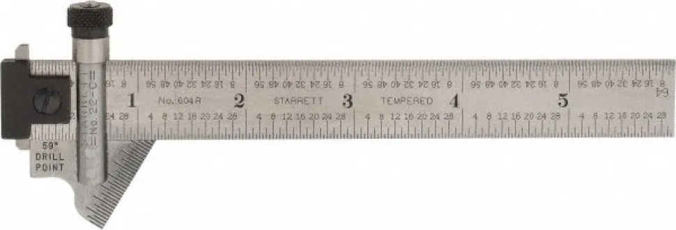 6 Inch Long, 59° Bevel Angle, Ruler Drill Point Gage