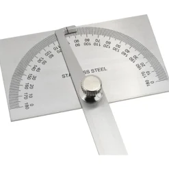 6 Inch Long Blade, 180° Max Measurement, 1° Dial Graduation, Rectangular Head Protractor
