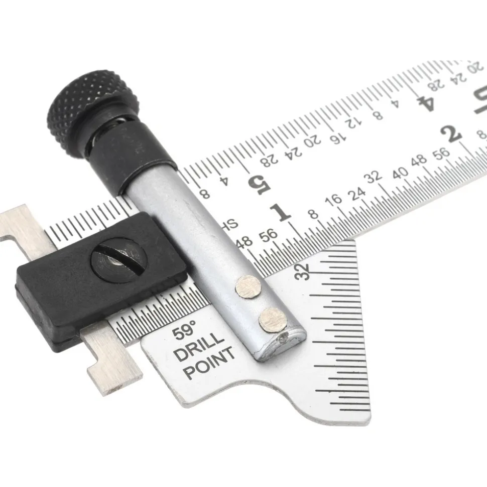 6 Inch Long x 3/4 Wide Blade, 118° Bevel Angle, Steel Ruler Drill Point Gage