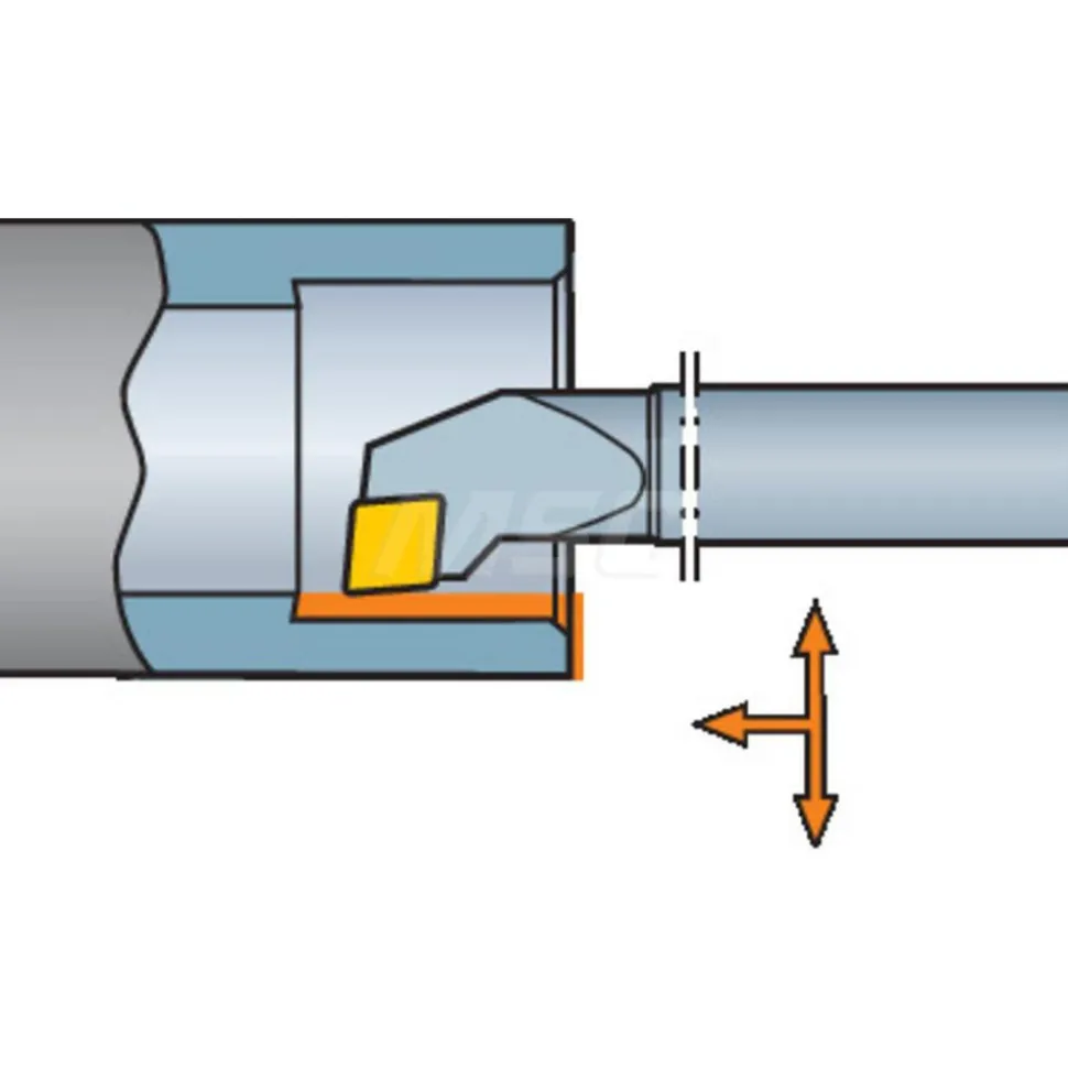 Indexable Boring Bar: A08M-SCLCR2, 15.20 mm Min Bore, Right Hand, 12.70 mm Shank Dia, 0.000 deg Lead Angle, Steel