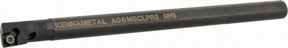 Indexable Boring Bar: A06MSCLPR2, 12.19 mm Min Bore, Right Hand, 9.53 mm Shank Dia, -5.000 deg Lead Angle, Steel
