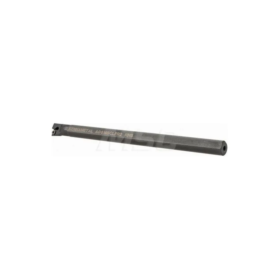 Indexable Boring Bar: A06MSCLPR2, 12.19 mm Min Bore, Right Hand, 9.53 mm Shank Dia, -5.000 deg Lead Angle, Steel