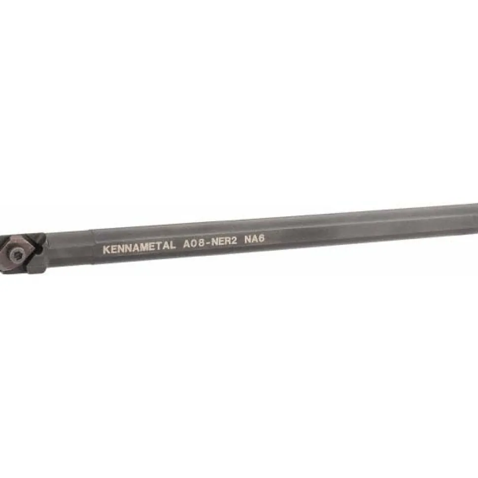 Indexable Boring Bar: A08NER2, 18.54 mm Min Bore Dia, Right Hand Cut, 1/2" Shank Dia, 3 ° Lead Angle, Steel